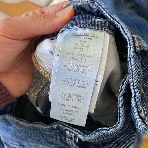 Good American good legs high rise stretch distressed raw hem ankle jeans 2/26 - Picture 8 of 8